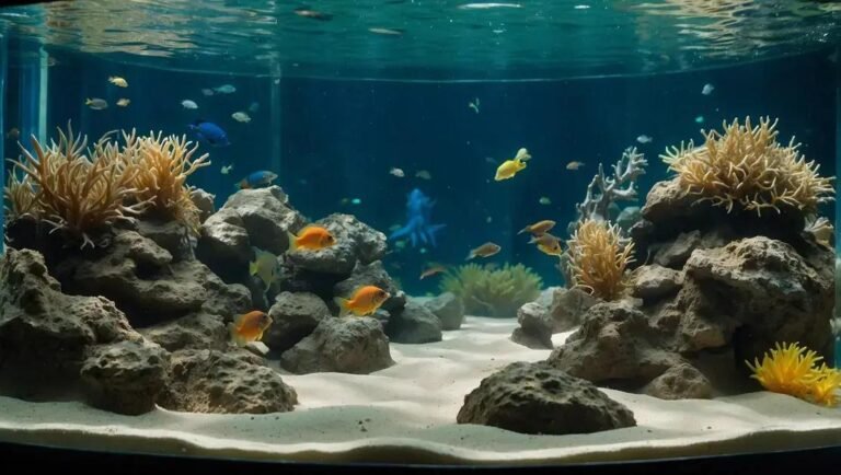 Alimentação de peixes de fundo com ração sinking para aquários com areia fina