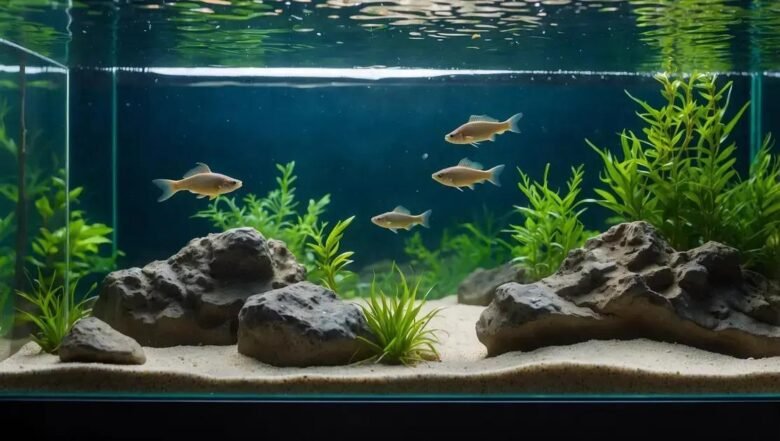 Aquários com cascalho natural para criação de corydoras em fundo arenoso estável