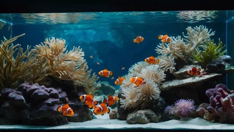 Aquários marinhos de baixa manutenção com peixes-palhaço e anêmonas resistentes