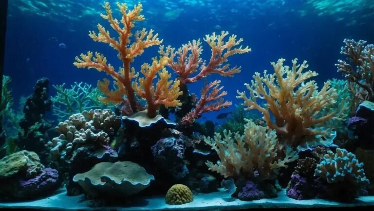 Criação de corais softies em aquários marinhos de 60 litros com iluminação azul