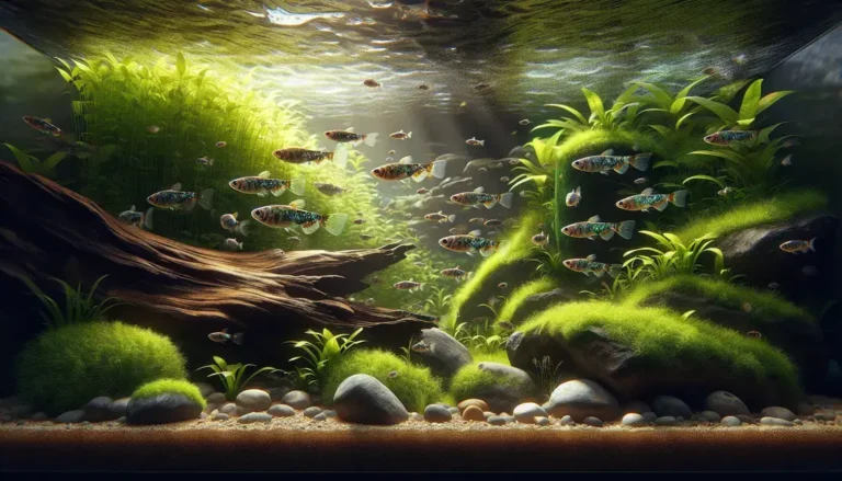 Aquários biotopo asiático para danios galaxy com plantas tapete e fluxo moderado