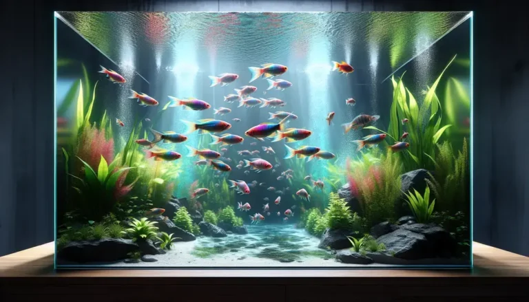 Aquários para peixes arco-íris com layout aberto e circulação longitudinal intensa