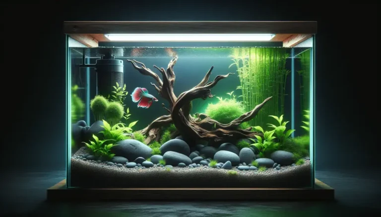 Aquários plantados para bettas com layout asiático minimalista e fluxo suave controlado