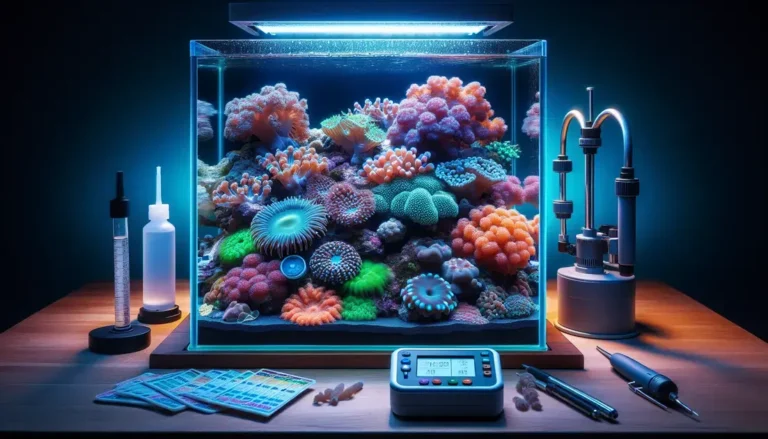Montagem de aquários marinhos nano reef com corais moles e estabilidade de parâmetros iniciais